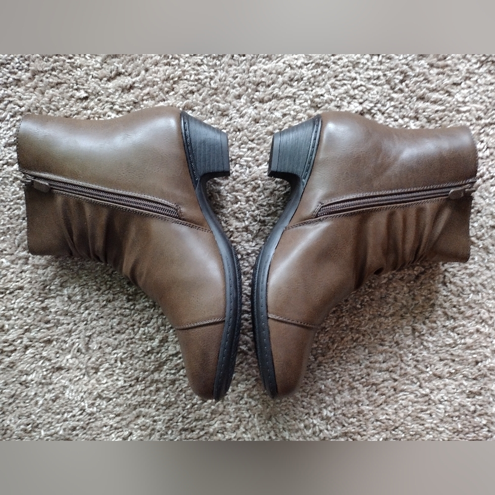 Kadi Maya Brown Faux Leather Ankle Boots with Button Detail - Picture 5 of 9